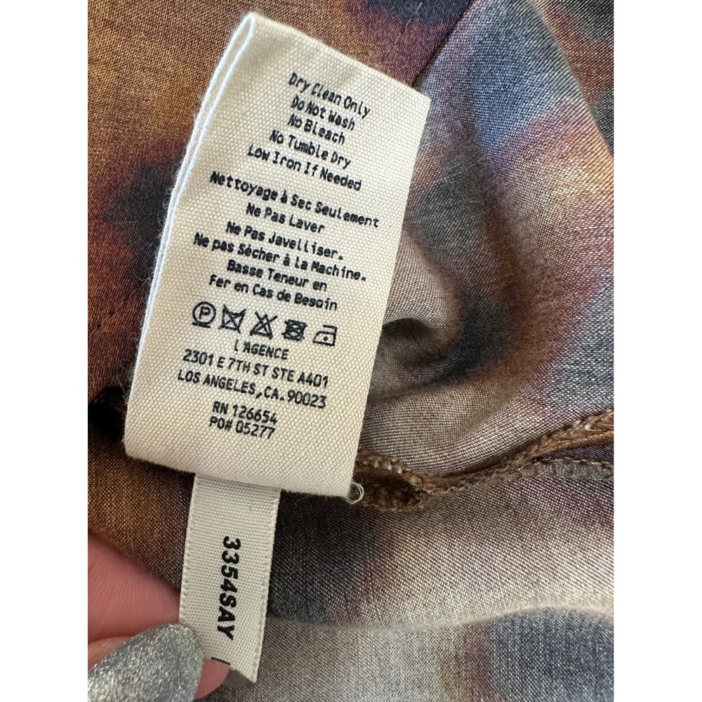 L'AGENCE Satin Animal Print Midi Skirt Small Brown Leopard Grunge Indie Sleaze - Picture 7 of 11